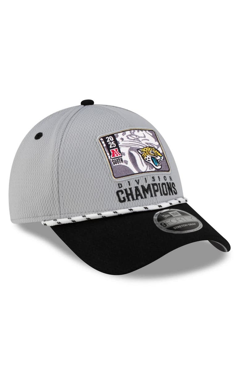 New Era Men's New Era Gray/Black Jacksonville Jaguars 2025 AFC South Division Champions Locker Room Trophy Collection 9FORTY Adjustable Hat, Alternate, color, Gray