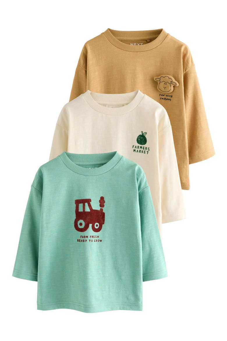 Kids' 3-Pack Assorted Long Sleeve T-Shirts, Main, color, BROWN