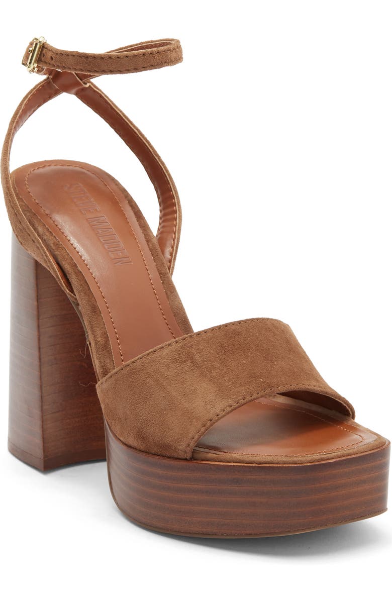 Steve Madden Floria Platform Ankle Strap Sandal, Main, color, Chestnut Suede