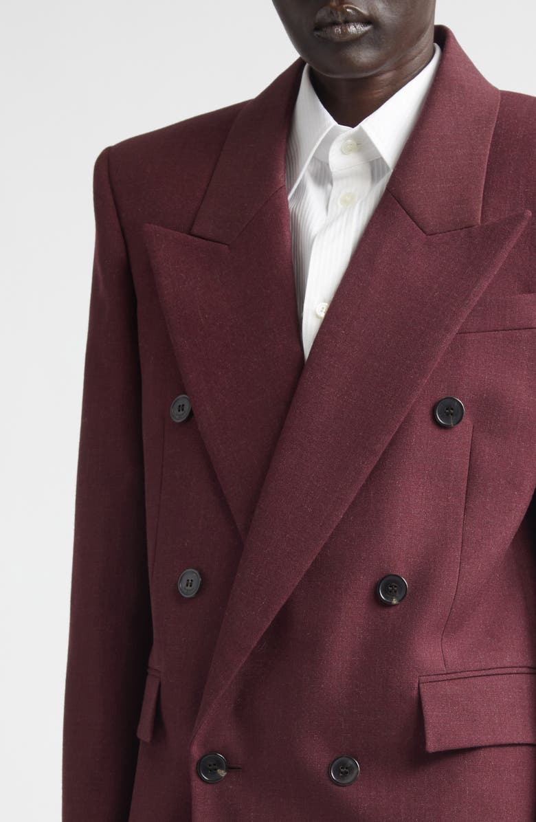 Saint Laurent Double Breasted Wool Gabardine Blazer, Alternate, color, Lie De Vin