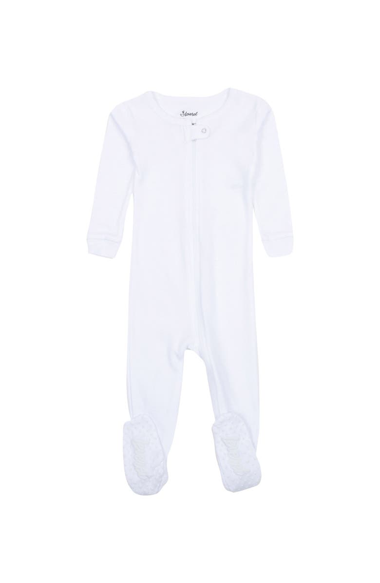 Leveret Footed Solid Cotton Matching Family Pajamas, Main, color, White