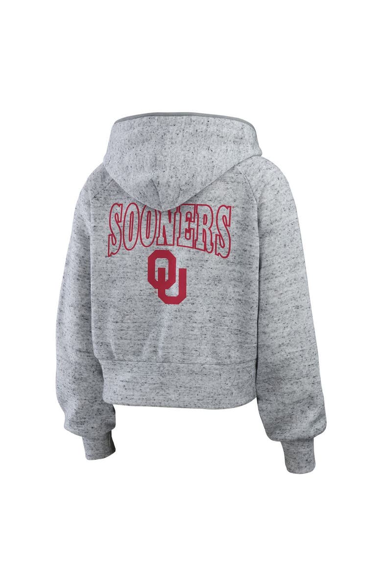 WEAR by Erin Andrews Women's WEAR by Erin Andrews Heather Gray Oklahoma Sooners Wear Speckle Double-Hit Raglan Full-Zip Hoodie, Alternate, color, Heather Gray
