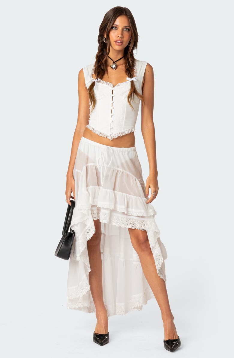 Lace Trim Sweetheart Neck Corset Top