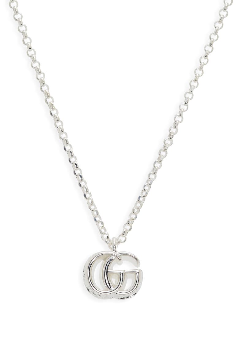 GG Pendant Necklace, Main, color, SILVER