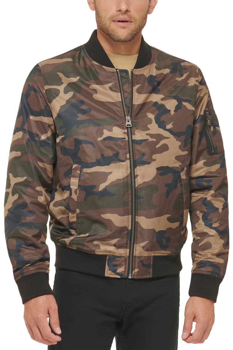Nylon Satin Bomber Jacket, Alternate, color, CAMOUFLAGE