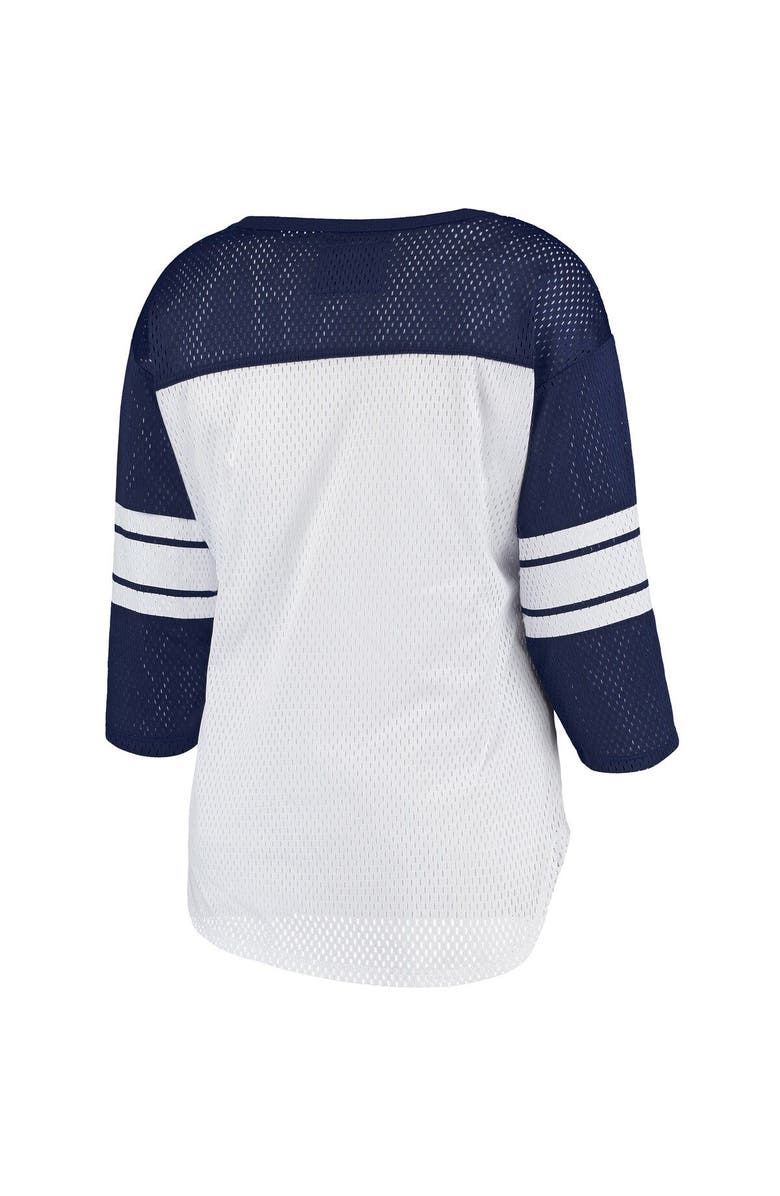 G-III 4HER BY CARL BANKS Women's G-III 4Her by Carl Banks White/Navy Tennessee Titans First Team Three-Quarter Sleeve Mesh T-Shirt, Alternate, color, 