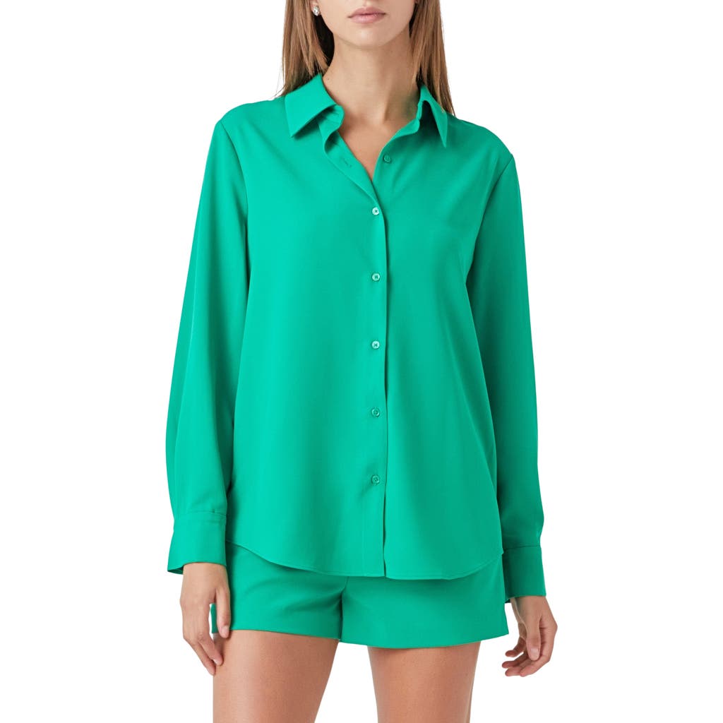 Endless Rose Solid Button-up Shirt In Green
