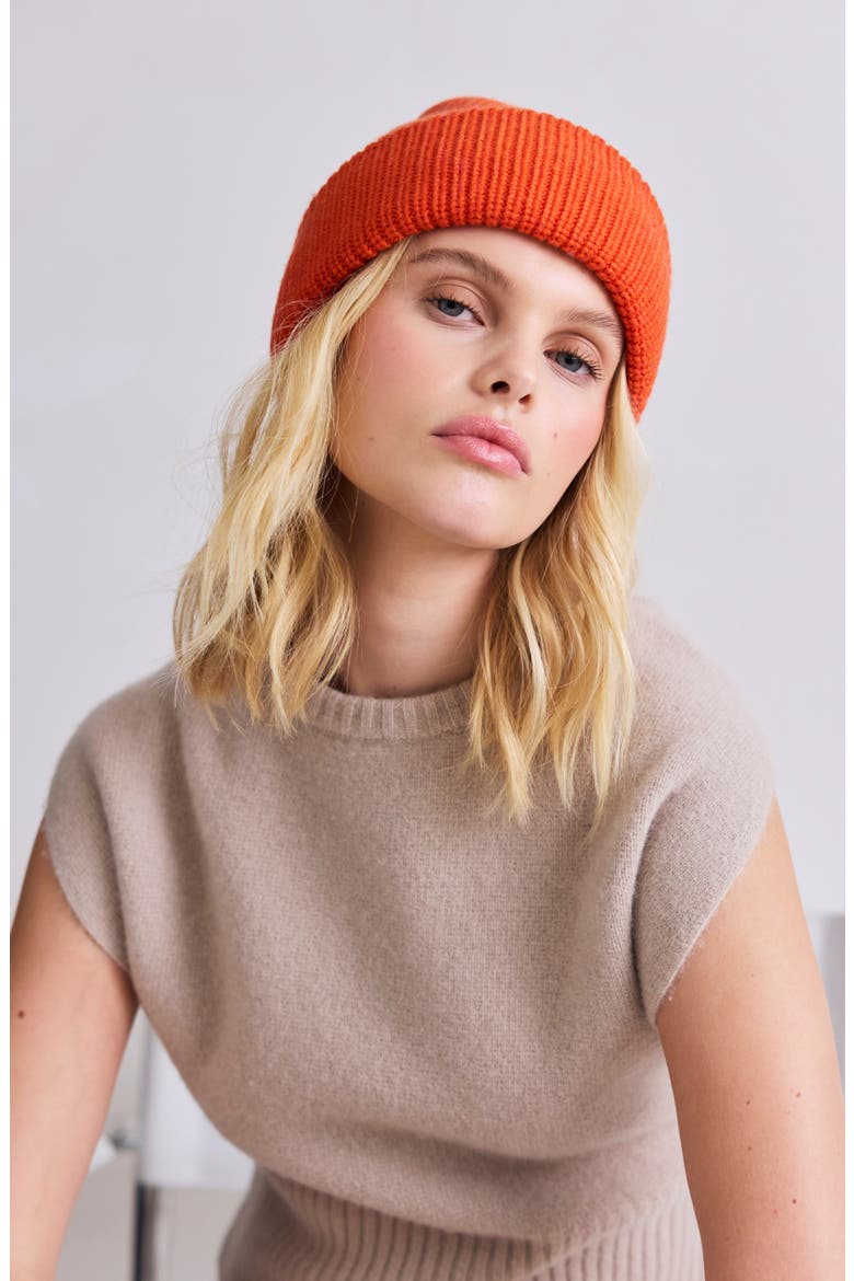 The Embroidered Merino Wool Beanie, Alternate, color, SUNKISSED CORAL
