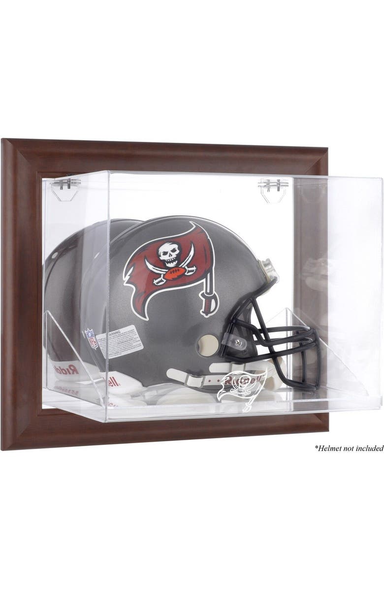 FANATICS AUTHENTIC Tampa Bay Buccaneers Brown Framed Wall-Mountable Logo Helmet Case, Main, color, 