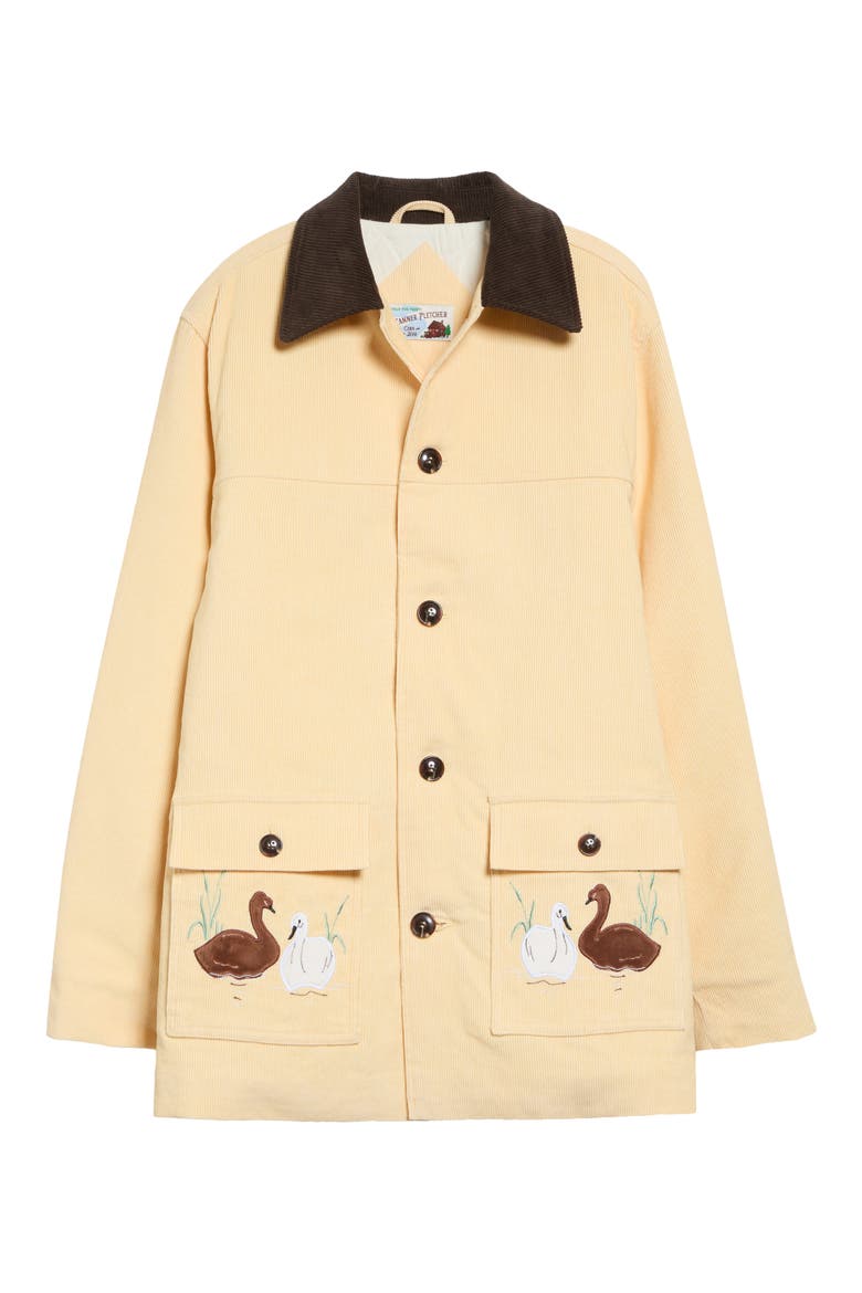 Porter Swan Embroidered Barn Jacket, Alternate, color, YELLOW
