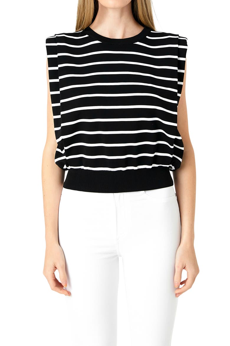 Stripe Sleeveless Knit Top, Alternate, color, BLACK/ WHITE