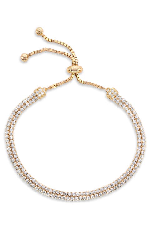Double Strand Pavé Bolo Slider Bracelet