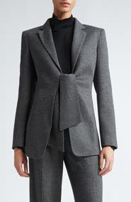 Max Mara Monia Tie Front Herringbone Jersey Blazer
