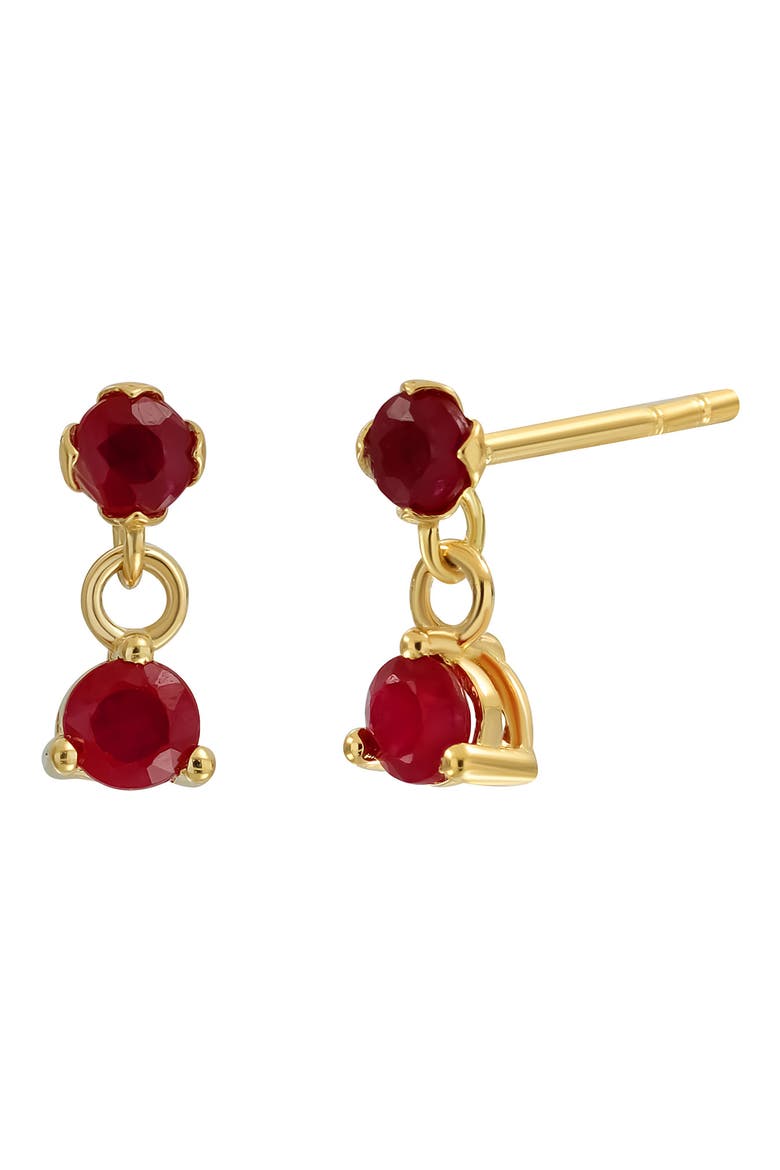 El Mar Gemstone Drop Earrings, Main, color, 18K YELLOW GOLD RUBY