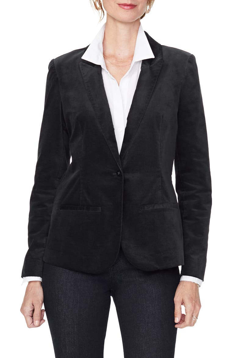 Velvet Blazer, Main, color, BLACK