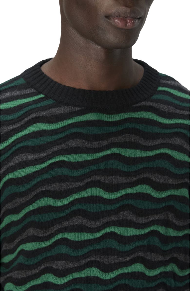 Missoni Crew Neck Sweater With Wave Pattern, Alternate, color, Green