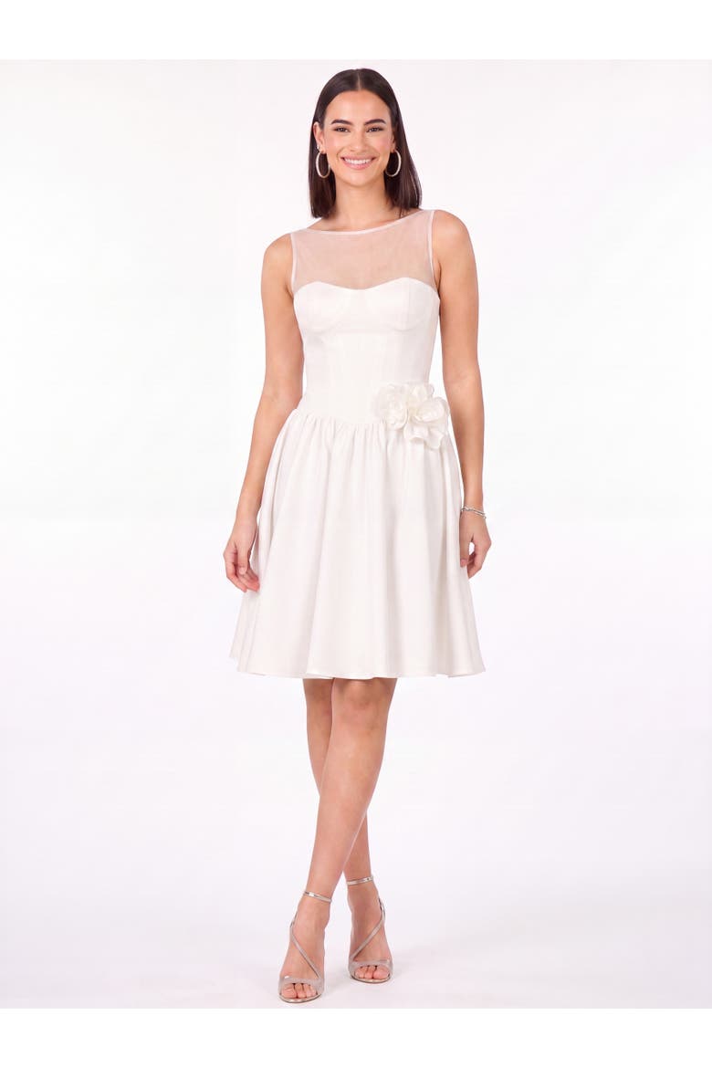 Beaded Faux-Wrap V-Neck Bridal Gown, Alternate, color, Ivory