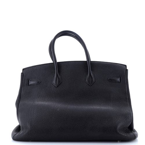 Pre-owned Hermes Hermes Birkin Handbag Black Clemence With Palladium Hardware 35 In Black