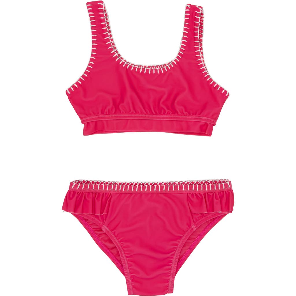Feather 4 Arrow Kids' 4 The Frill Of It Two-piece Swimsuit In Hot Coral