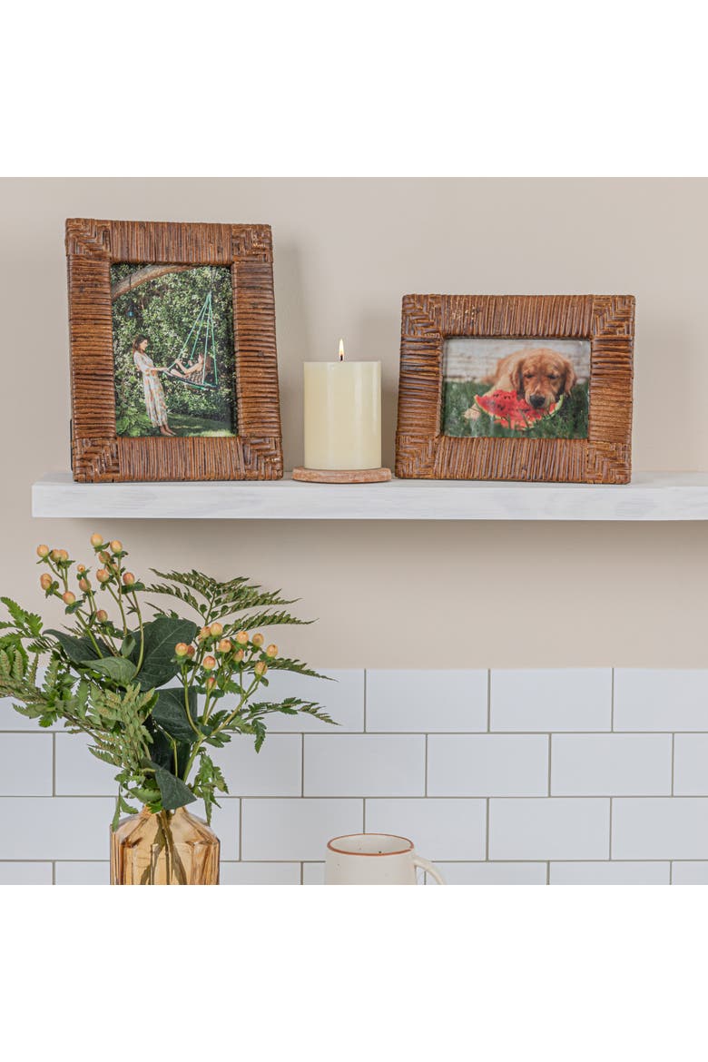 Handwoven Rattan Photo Frame, Alternate, color, Brown