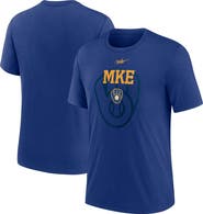 Nike Men's Nike  Royal Milwaukee Brewers Rewind Retro Tri-Blend T-Shirt