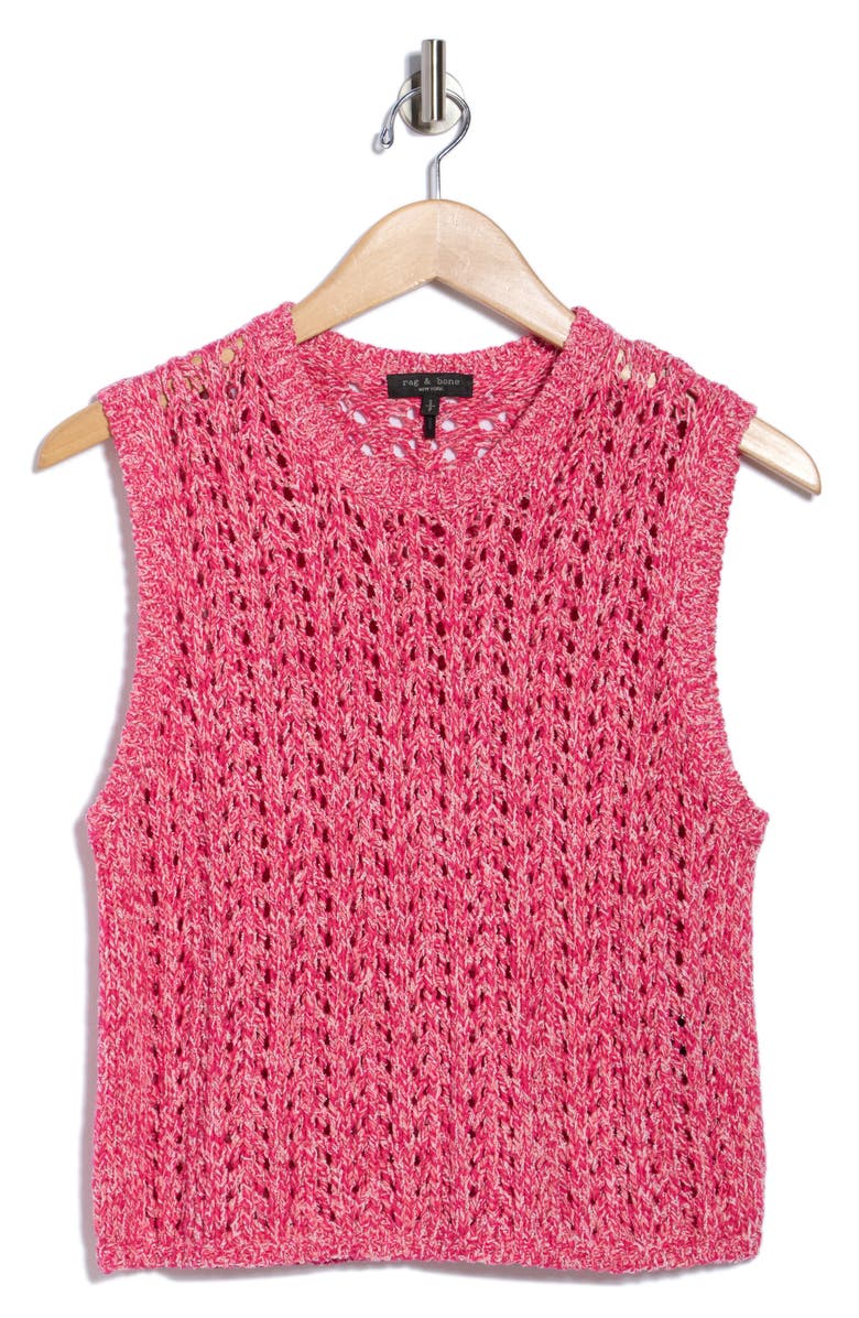 rag & bone Edie Open Stitch Sweater Vest, Alternate, color, Pink Multi
