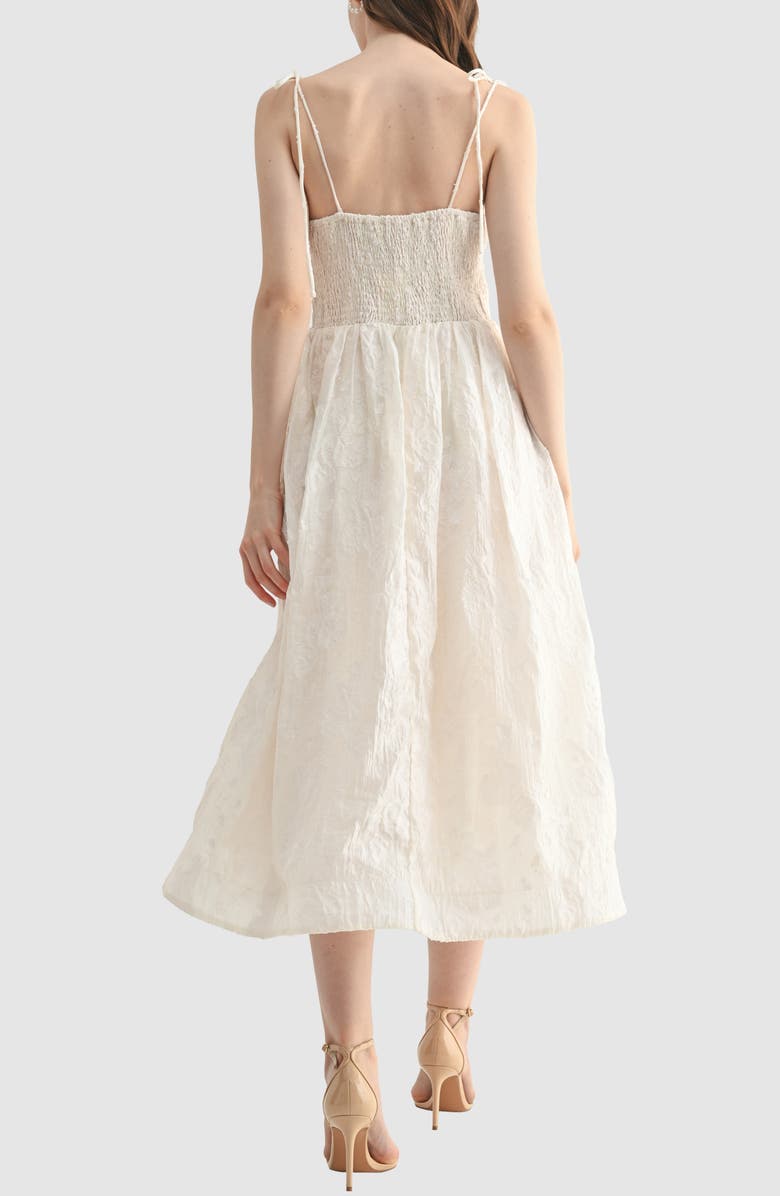 Lush Floral Textured Midi Dress, Alternate, color, Cream