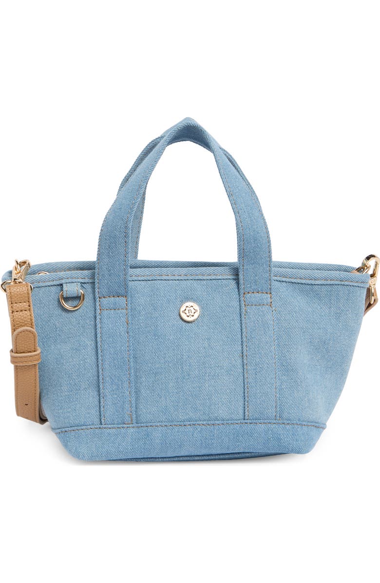 Nanette Lepore Small Convertible Denim Twill Satchel with Accessories, Main, color, Blue Jeans Denim