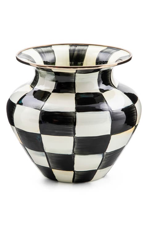 Courtly Check Large Enameled Steel Vase