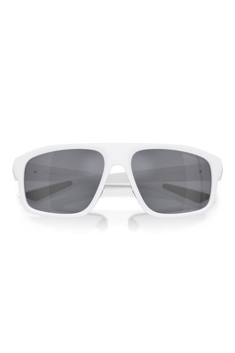 59mm Shield Sunglasses, Alternate, color, MATTE WHITE / BLUE SILVER