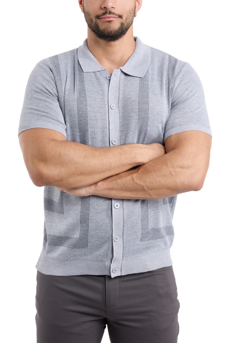 Stripe Polo Sweater, Alternate, color, GREY