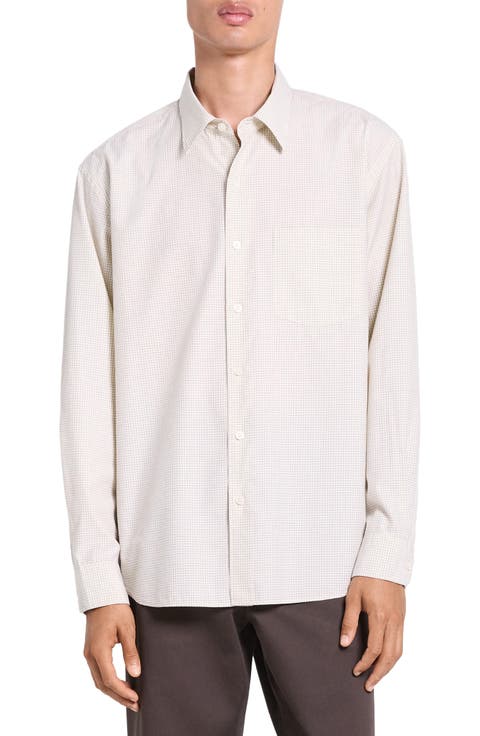 Weekend Microcheck Cotton Blend Button-Up Shirt