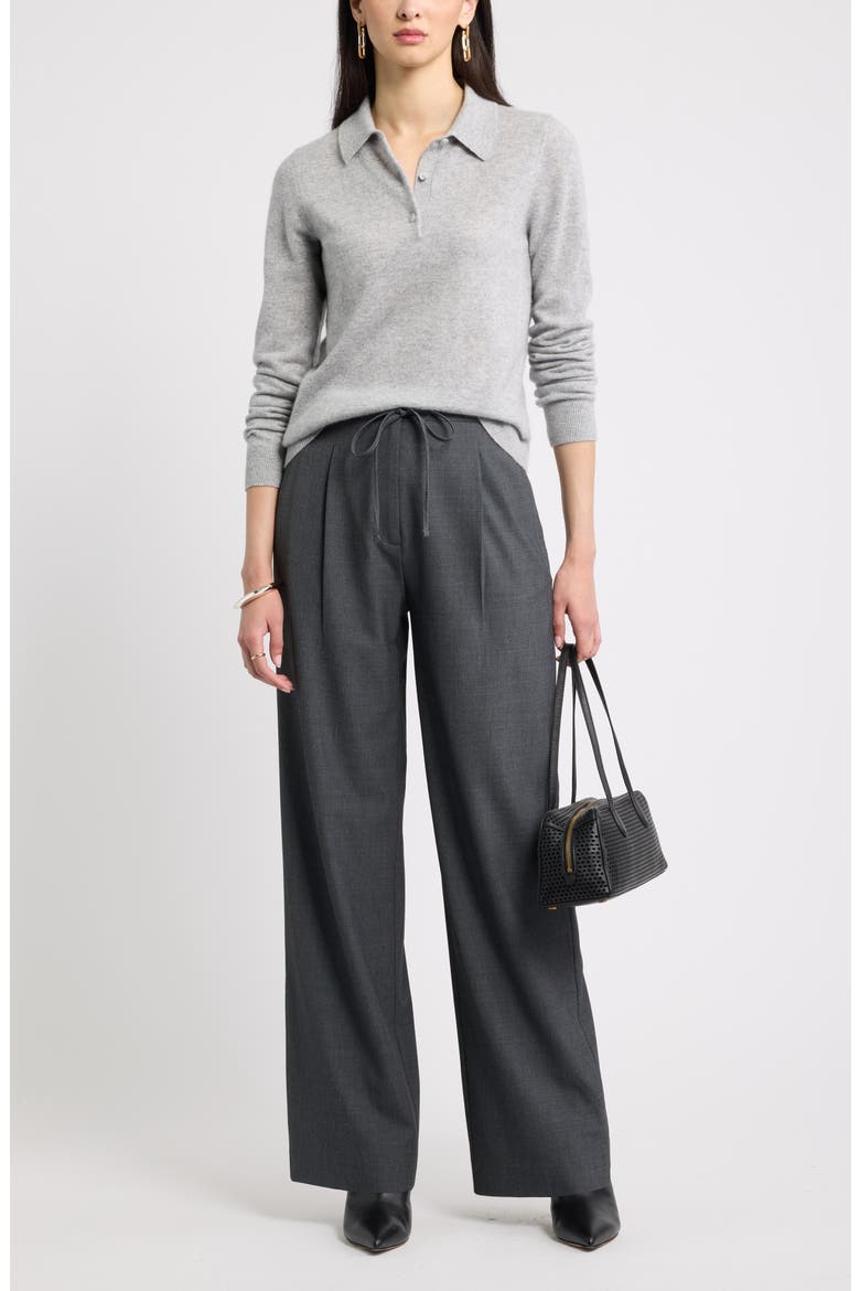 Cashmere Polo Sweater, Alternate, color, GREY SILK HEATHER