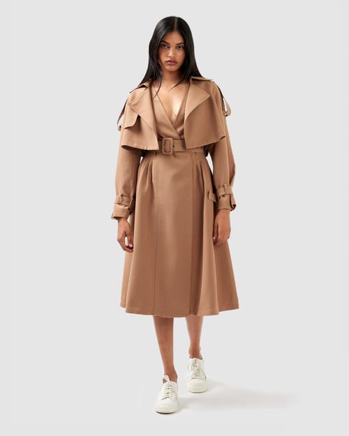 Belle & Bloom Manhattan Crop Trench Coat In Camel