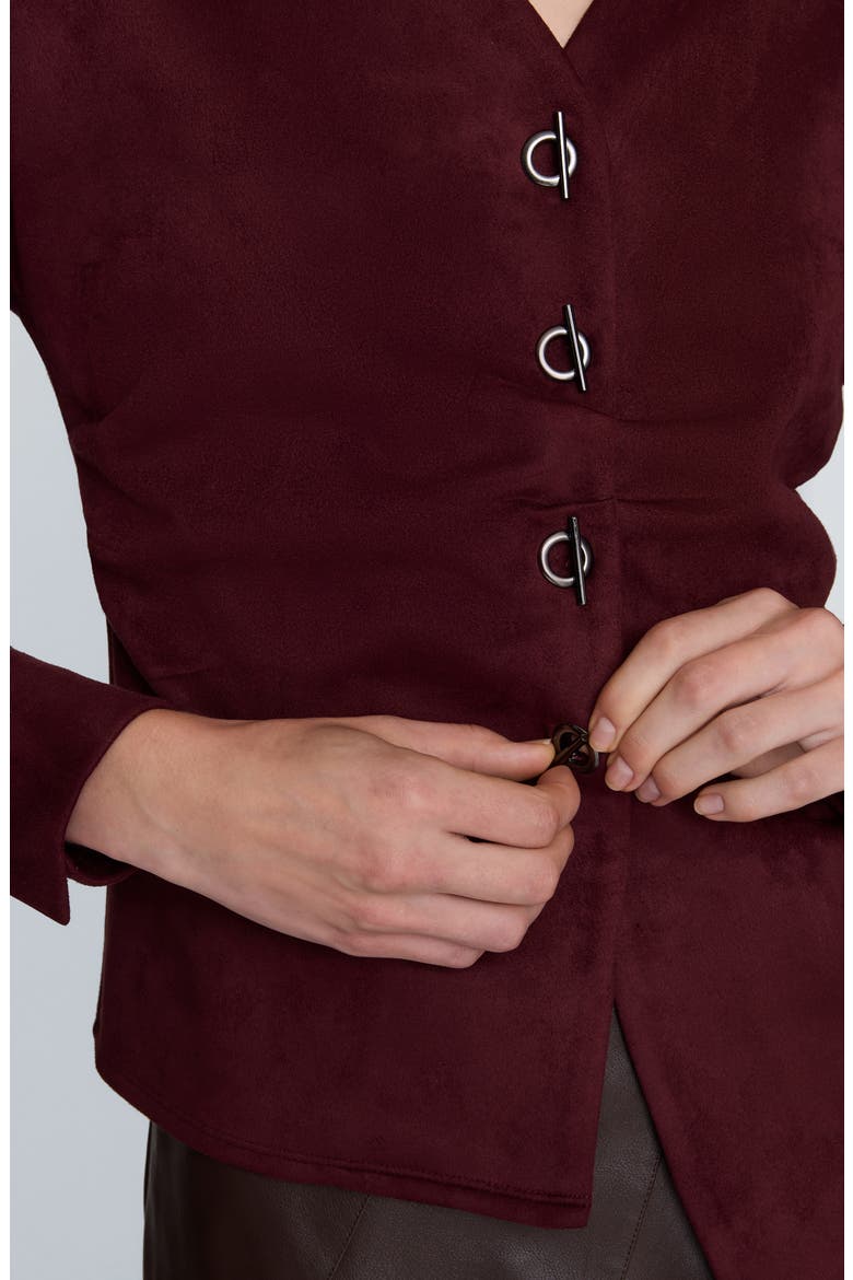 Asymmetrical Faux Suede Top, Alternate, color, SUGAR BEET