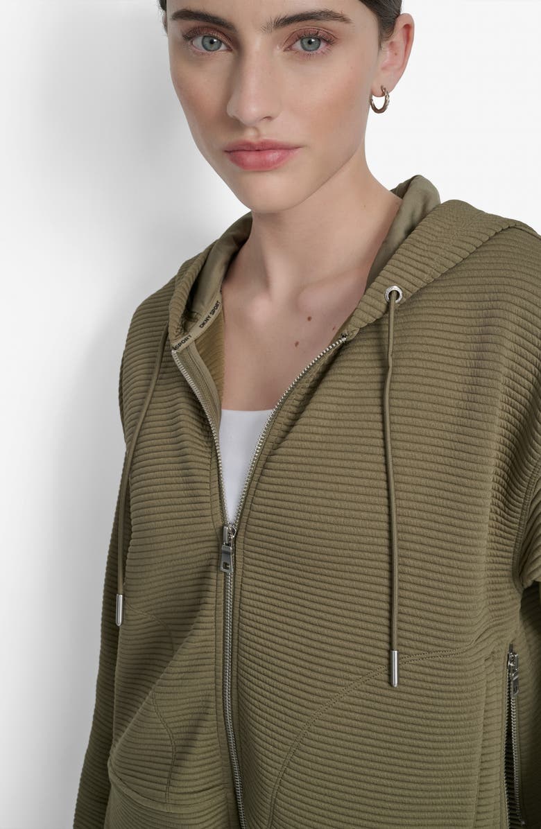 DKNY Tech Ottoman Zip Hoodie, Alternate, color, Utility Gr