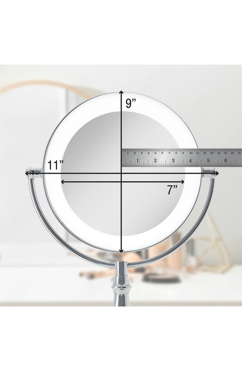 Zadro Lighted Makeup Mirror with 5X/1X Magnification & Touch Base Controls, Alternate, color, Chrome