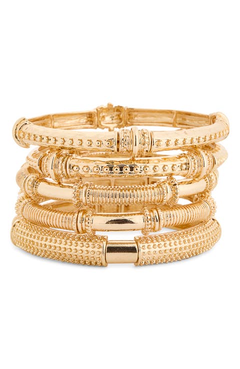 Set of 5 Textured Stretch Bracelets