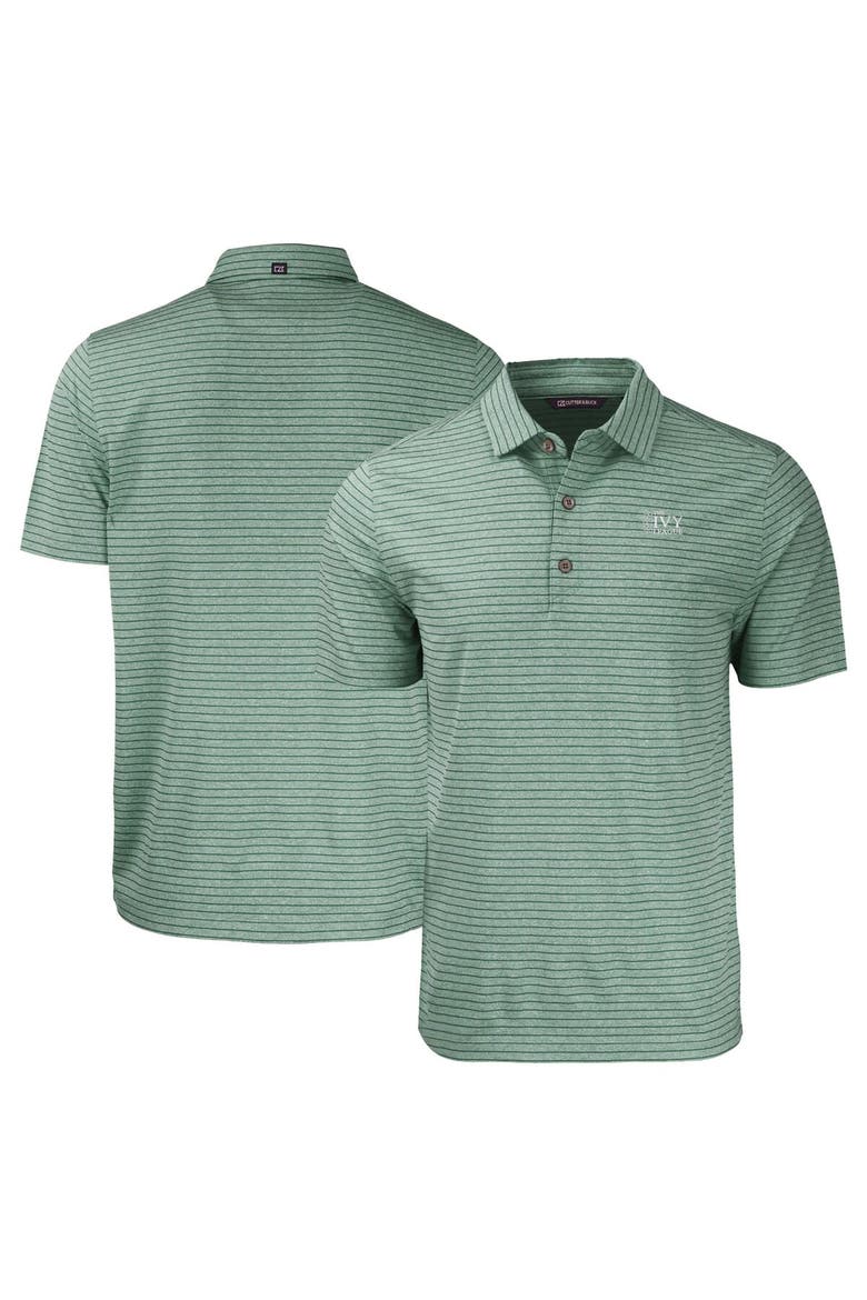 Men's Cutter & Buck  Heather Green Ivy League Tri-Blend Forge Eco Heather Stripe Stretch Recycled Polo, Alternate, color, Heather Green