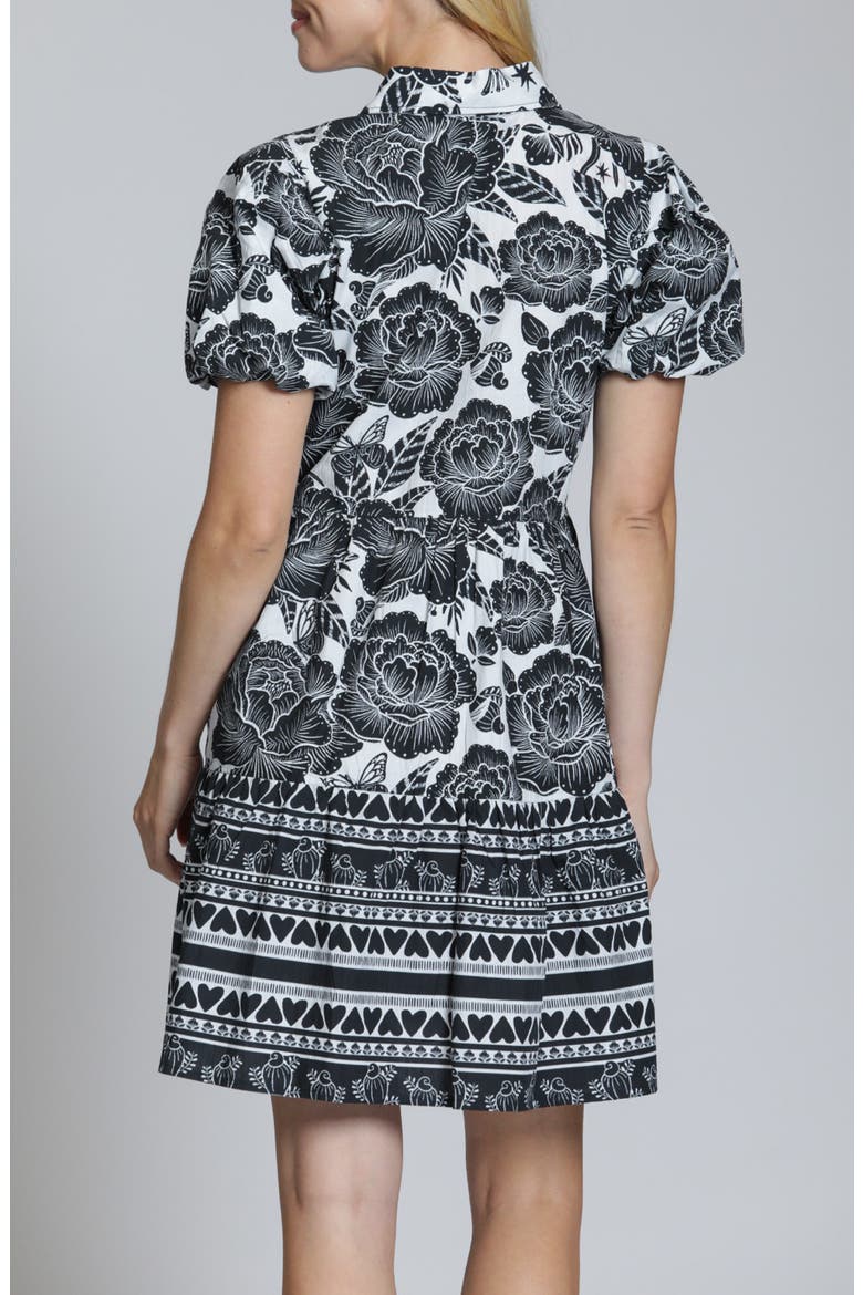 Flounce Floral Print Dress, Alternate, color, BLACK/ WHITE