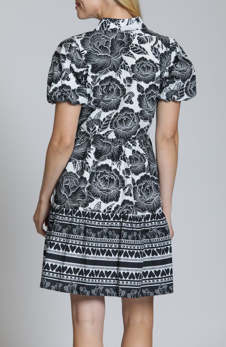 APNY Flounce Floral Print Dress, Alternate, color, Black/ White
