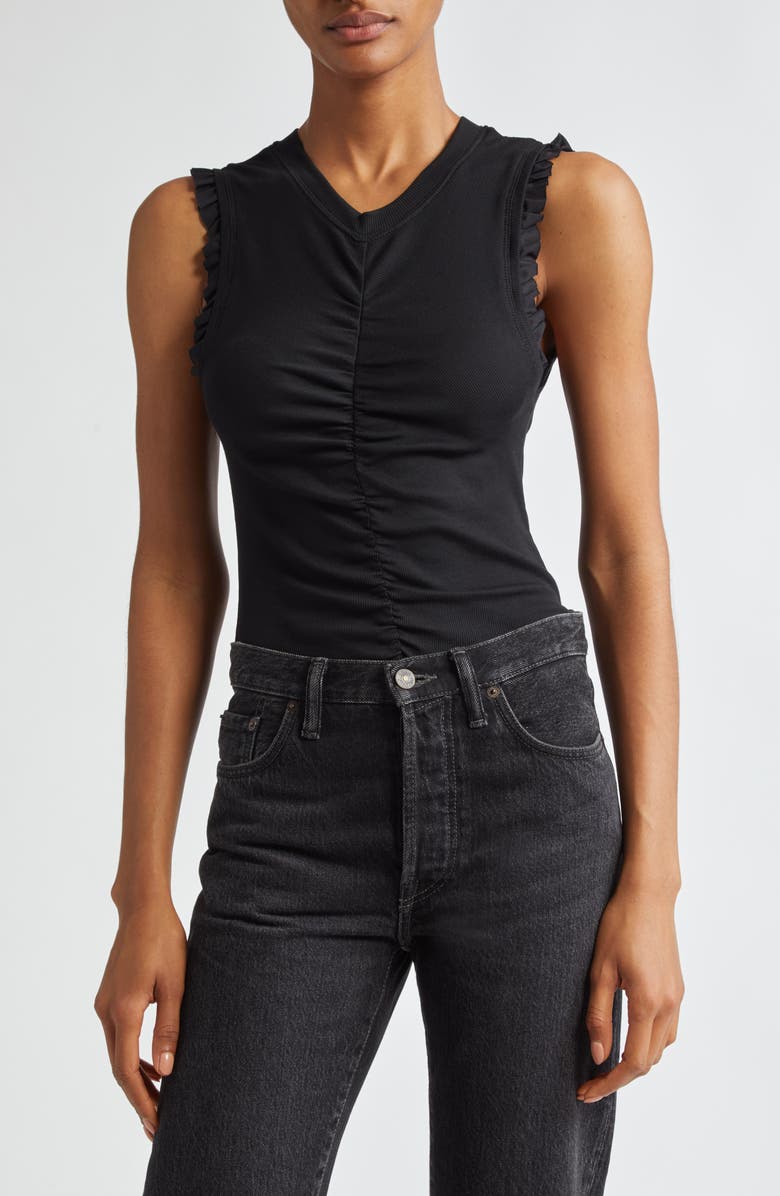 Ulla Johnson Kyla Ruched Sleeveless Cotton Top, Main, color, 