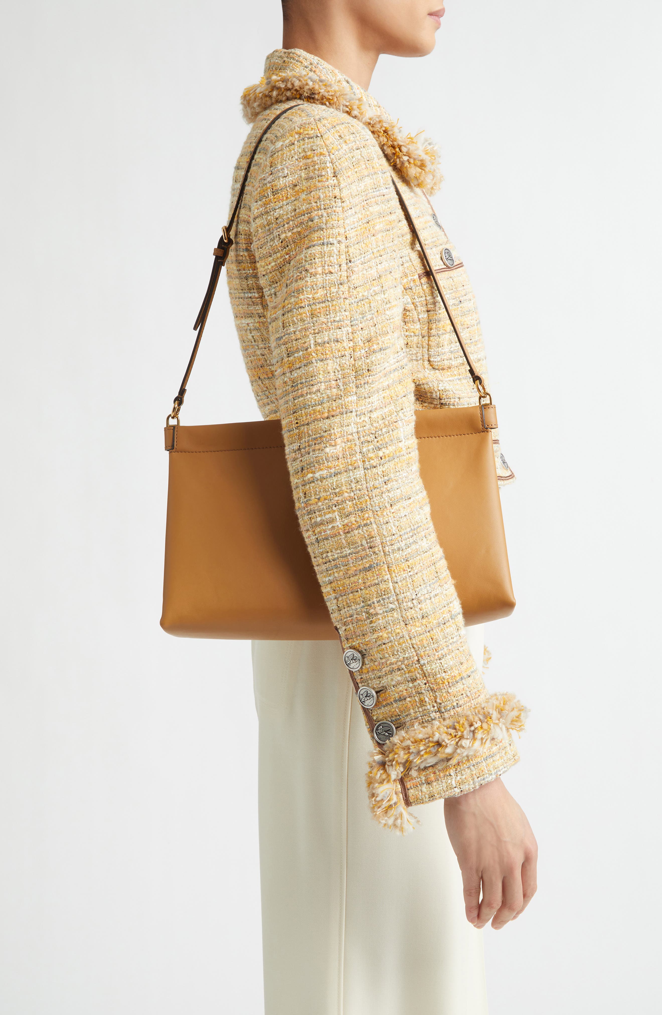 Etro Clutch Talk Leather Clutch, Alternate, color, Ochre