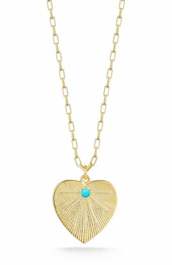 14K Gold Plated Sterling Silver Heart Pendant Necklace