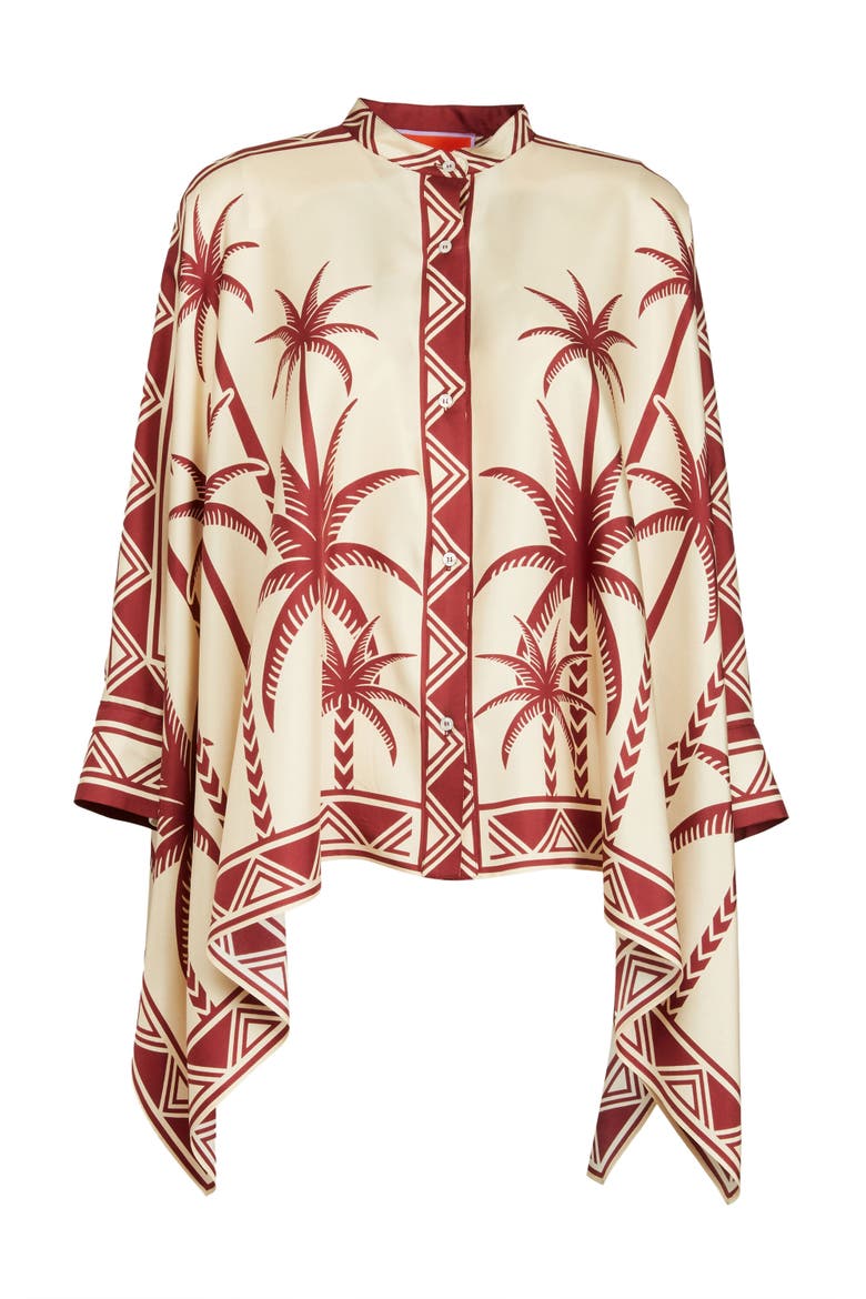 Foulard Shirt Placée Date Palms Ivory, Alternate, color, Date Palms Placée Ivory