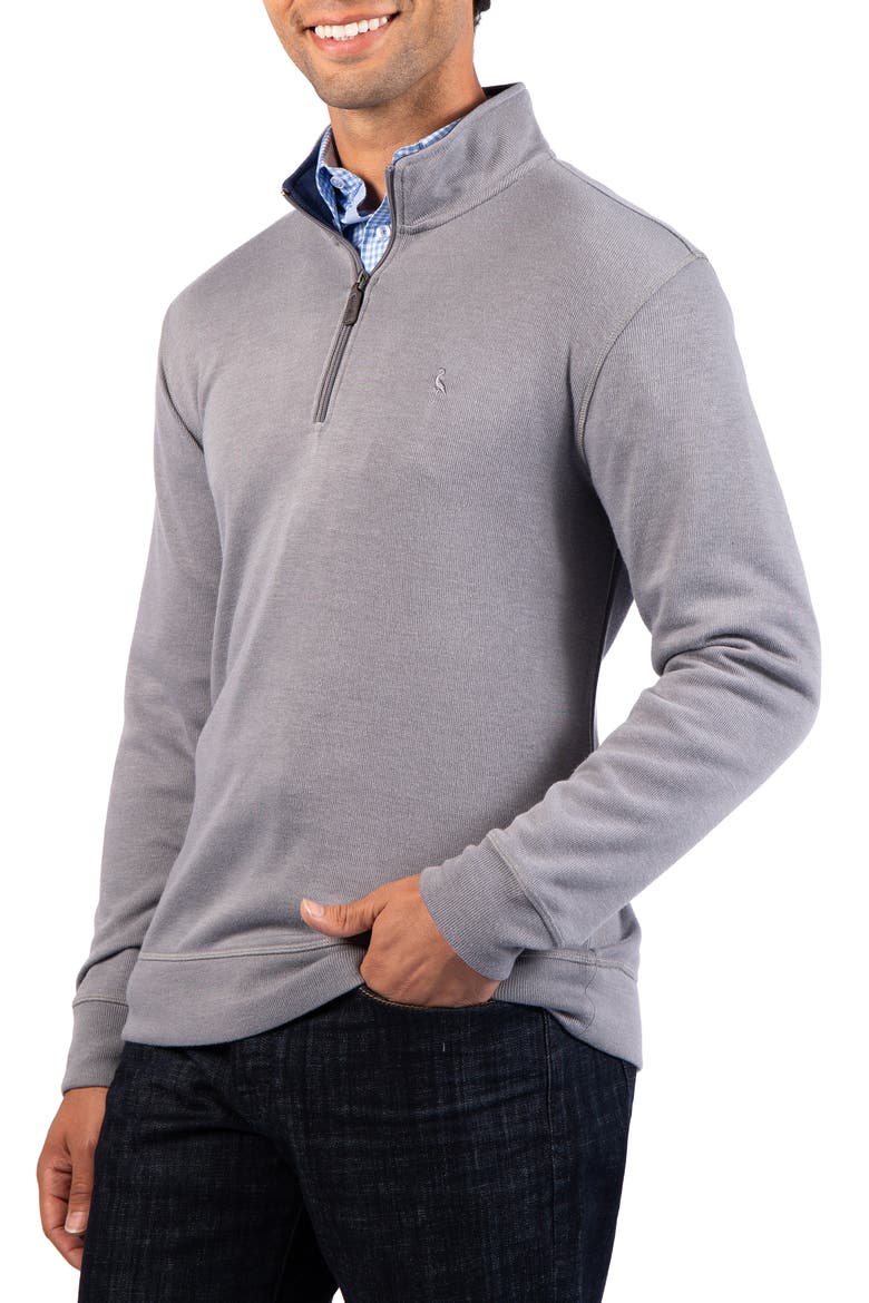 French Rib Quarter Zip Sweater, Alternate, color, GRAY