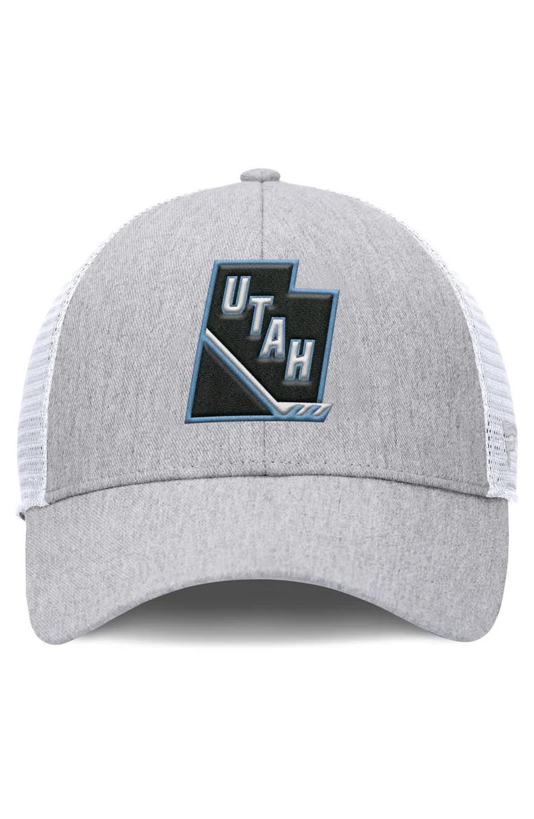 FANATICS Men's Fanatics  Gray/White Utah Mammoth Utah Badge Trucker Adjustable Hat, Alternate, color, Gray