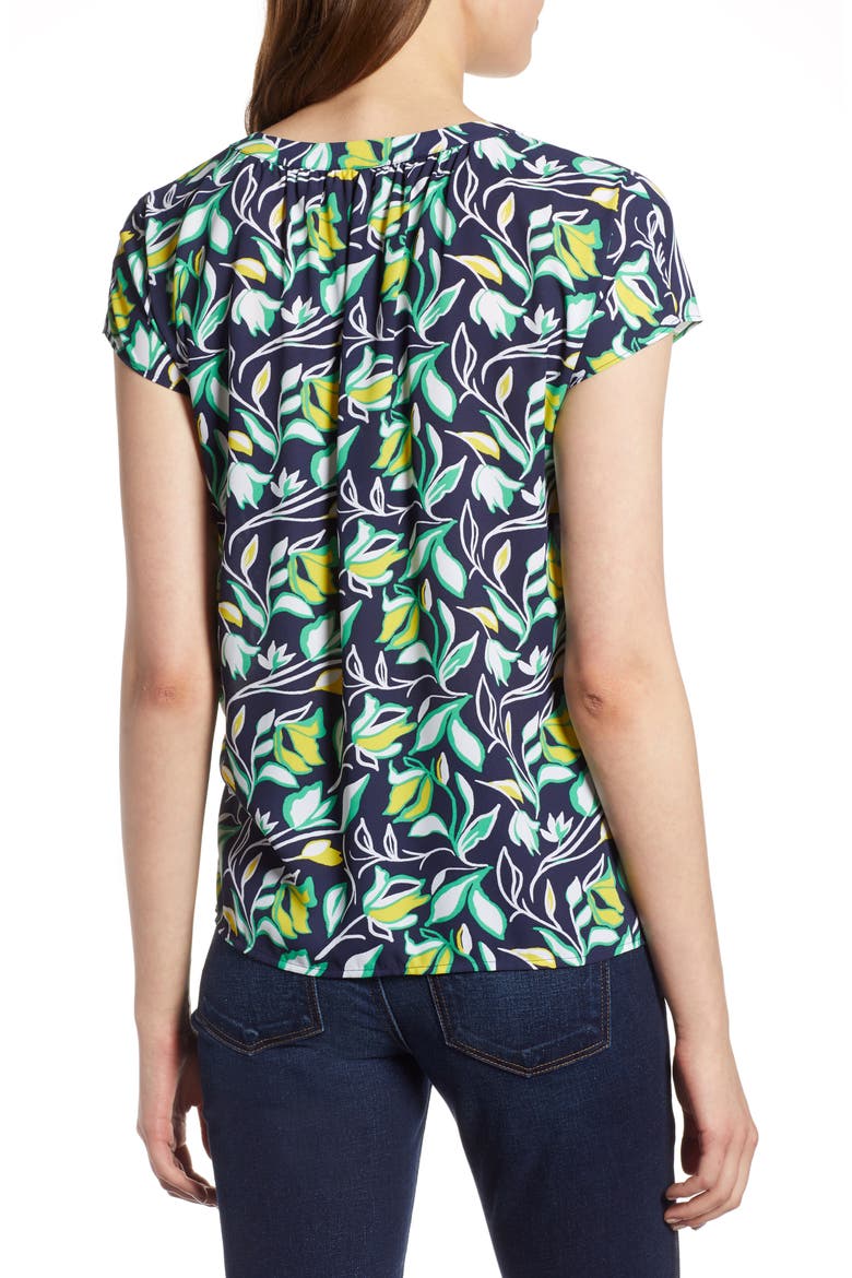 Hidden Button Blouse, Alternate, color, NAVY FLORAL