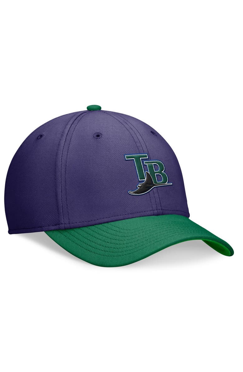 Nike Men's Nike Purple/Green Tampa Bay Rays Cooperstown Collection Rewind Swooshflex Performance Hat, Alternate, color, Purple