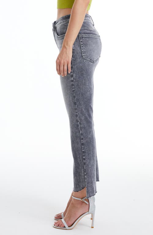 Bayeas Tulip Hem High Waist Crop Slim Straight Leg Jeans In Gray